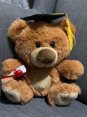 Plush Graduation Teddy Bear in Brown with Yellow Tassel